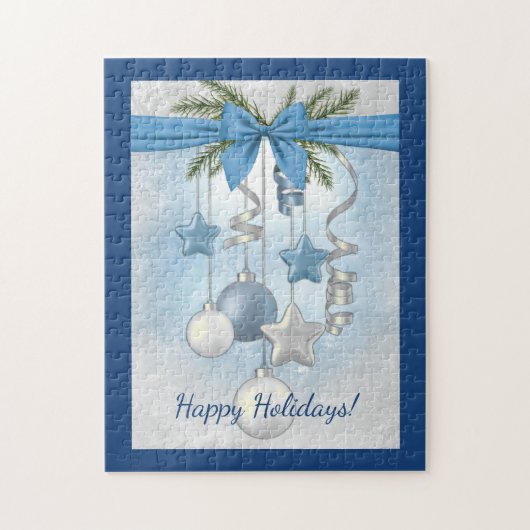 Blue Christmas Multiple Ornaments 11"x14" Puzzle (Vertikal)