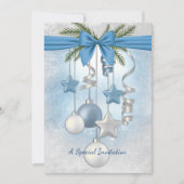 Blue Christmas Multiple Ornaments Party Invitation Einladung (Vorderseite)
