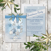 Blue Christmas Multiple Ornaments Party Invitation Einladung