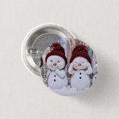 Blue Christmas Niedlich Snowman Button (Vorne & Hinten)