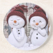 Blue Christmas Niedlich Snowman Getränkeuntersetzer (Vorne)
