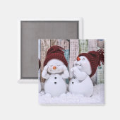 Blue Christmas Niedlich Snowman Magnet (Vorderseite/Rückseite)