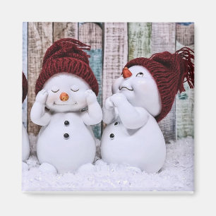 Blue Christmas Niedlich Snowman Magnet