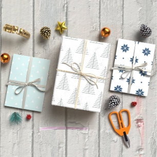 Blue Christmas Nordic Set 3 Geschenkpapier Set