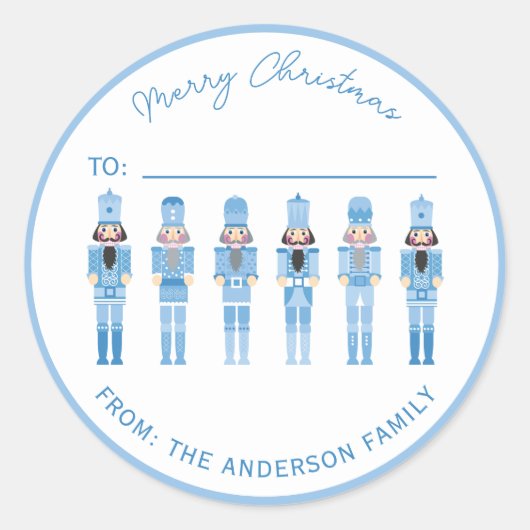 BLUE CHRISTMAS NUTCRACKER GIFT STICKER (Vorderseite)