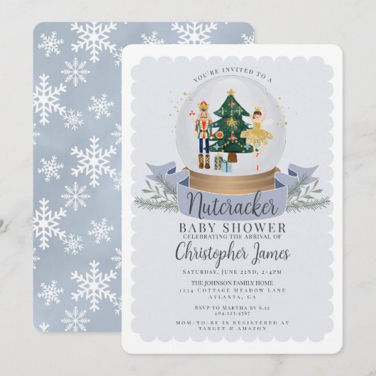 Blue Christmas Nutcracker Knabe Baby Dusche einlad (Vorne/Hinten)