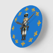 Blue Christmas Nutcracker Tower Soldier Round Cloc Runde Wanduhr (Winkel)