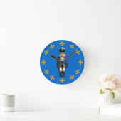 Blue Christmas Nutcracker Tower Soldier Round Cloc Runde Wanduhr (Zuhause)