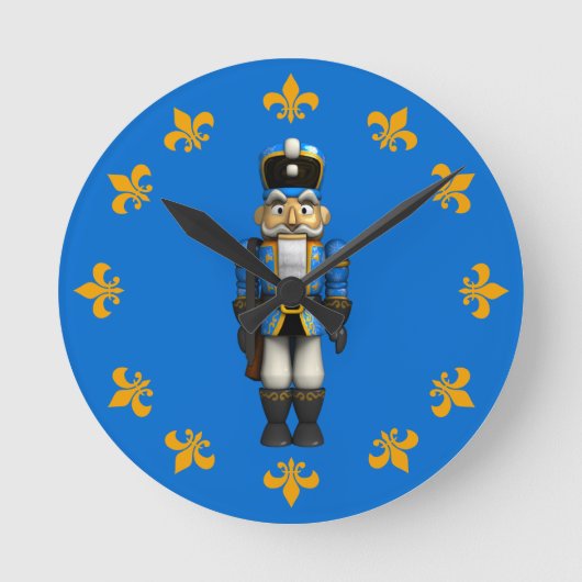 Blue Christmas Nutcracker Tower Soldier Round Cloc Runde Wanduhr (Vorderseite)