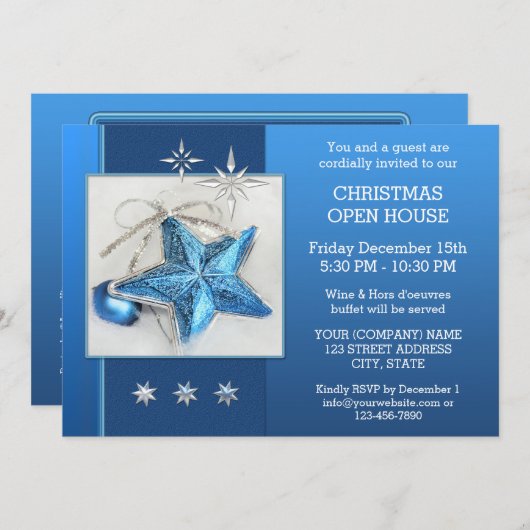 Blue Christmas Open House oder Party Einladung (Vorne/Hinten)