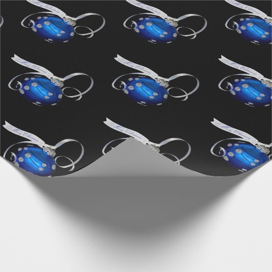 Blue Christmas Ornament Geschenkpapier (Ecke)