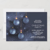 Blue Christmas Ornament Party Einladung (Vorderseite)