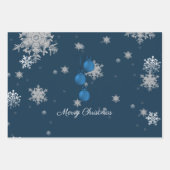 Blue Christmas Ornament Wrapping Paper Sheets Geschenkpapier Set (Vorderseite)