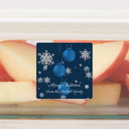 Blue Christmas Ornaments Baking Labels Etiketten (Befestigt)
