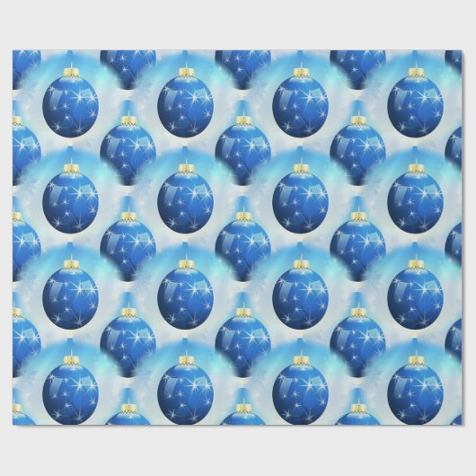 Blue Christmas Ornaments Geschenkpapier (Flach)