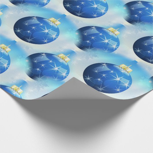 Blue Christmas Ornaments Geschenkpapier (Ecke)