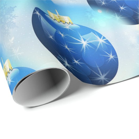 Blue Christmas Ornaments Geschenkpapier (Rolleneckpunkt)