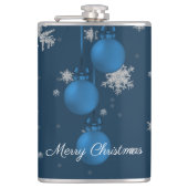 Blue Christmas Ornaments Holiday Flask Flachmann (Vorderseite)