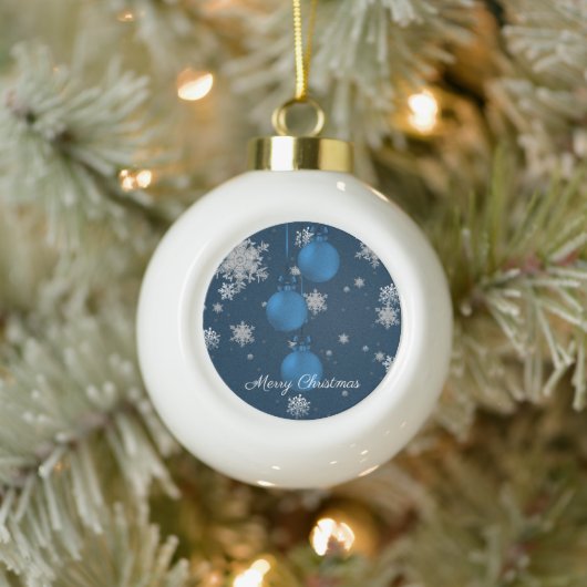 Blue Christmas Ornaments Keramik Kugel-Ornament (Baum)