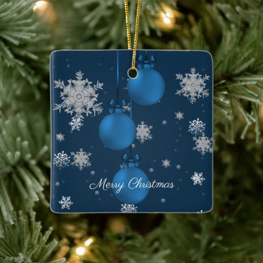 Blue Christmas Ornaments Keramik Ornament (Baum)