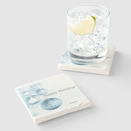 Blue Christmas Ornaments Steinuntersetzer (Seitenansicht)