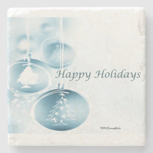 Blue Christmas Ornaments Steinuntersetzer (Vorderseite)