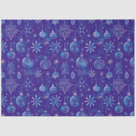 Blue Christmas Ornaments Weihnachten Seidenpapier (Vorderseite)