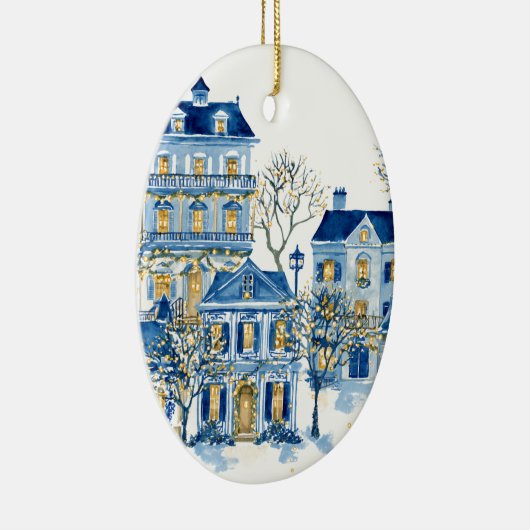 Blue Christmas Oval Ornament – Holiday Tree Decor (Rechts)