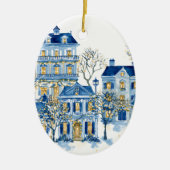 Blue Christmas Oval Ornament – Holiday Tree Decor (Vorne)