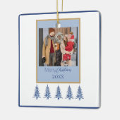 Blue Christmas Pagoda Trees 1-Foto Frame Keramikornament (Links)