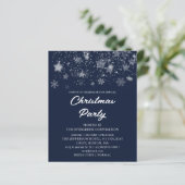 Blue Christmas Party Budget Einladung (Stehend Vorderseite)