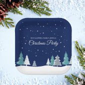 Blue Christmas Party Winter Trees Custom Dessert Pappteller