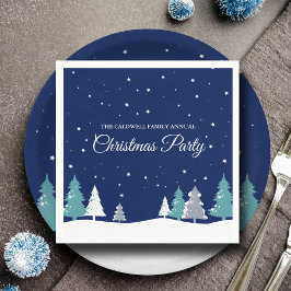 Blue Christmas Party Winter Trees Schnee Party Serviette