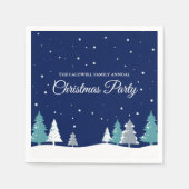 Blue Christmas Party Winter Trees Schnee Party Serviette (Vorderseite)