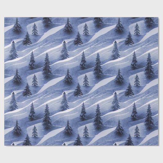 Blue Christmas Pattern#10 ID1009 Geschenkpapier (Flach)