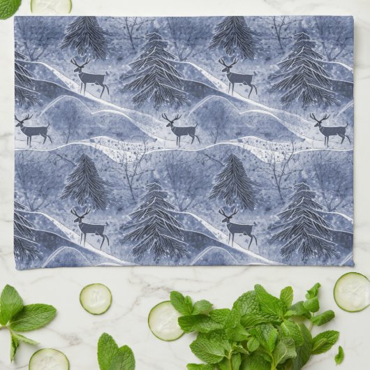 Blue Christmas Pattern#13 ID1009 Geschirrtuch (Gefaltet)