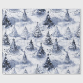 Blue Christmas Pattern#3 ID1009 Geschenkpapier (Flach)