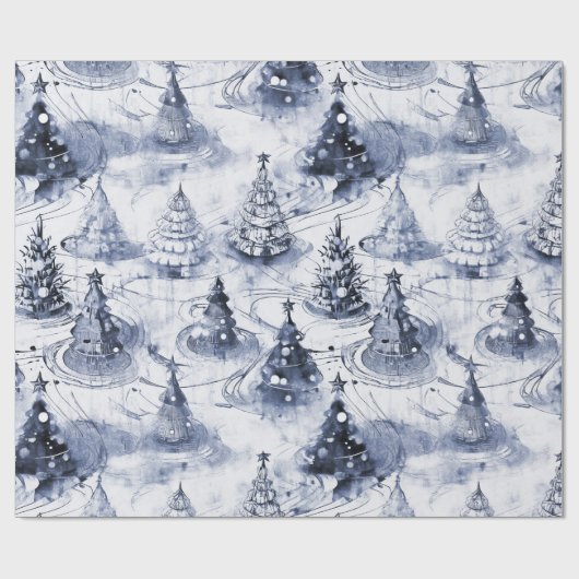 Blue Christmas Pattern#3 ID1009 Geschenkpapier (Flach)