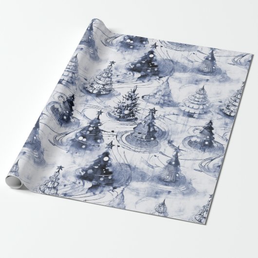 Blue Christmas Pattern#3 ID1009 Geschenkpapier (Ungerollt)