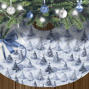 Blue Christmas Pattern#3 ID1009 Polyester Weihnachtsbaumdecke