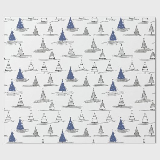Blue Christmas Pattern#5 ID1009 Geschenkpapier (Flach)