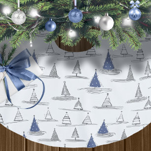 Blue Christmas Pattern#5 ID1009 Polyester Weihnachtsbaumdecke