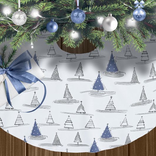 Blue Christmas Pattern#5 ID1009 Polyester Weihnachtsbaumdecke