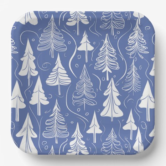 Blue Christmas Pattern#6 ID1009 Pappteller (Vorderseite)