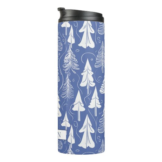 Blue Christmas Pattern#6 ID1009 Thermosbecher (Nach rechts gedreht)