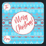 Blue Christmas Pattern Geschenkklammer Quadratischer Aufkleber<br><div class="desc">Blue Christmas Pattern Geschenkklammer:</div>