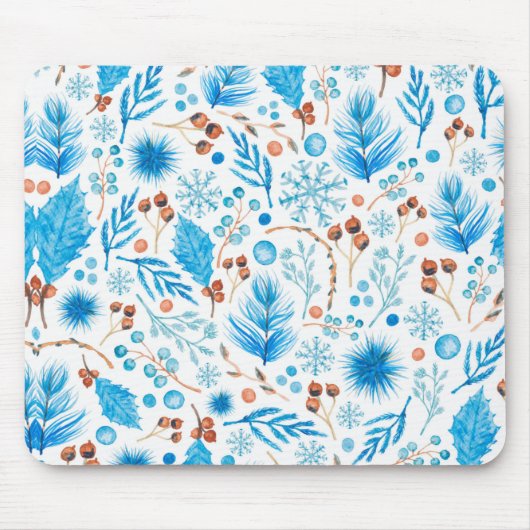 Blue Christmas Pattern Mousepad (Vorne)