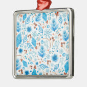 Blue Christmas Pattern Ornament Aus Metall (Links)