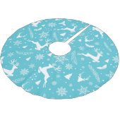 Blue Christmas Pattern Polyester Weihnachtsbaumdecke (Schrägansicht)