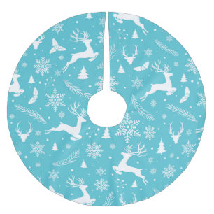Blue Christmas Pattern Polyester Weihnachtsbaumdecke